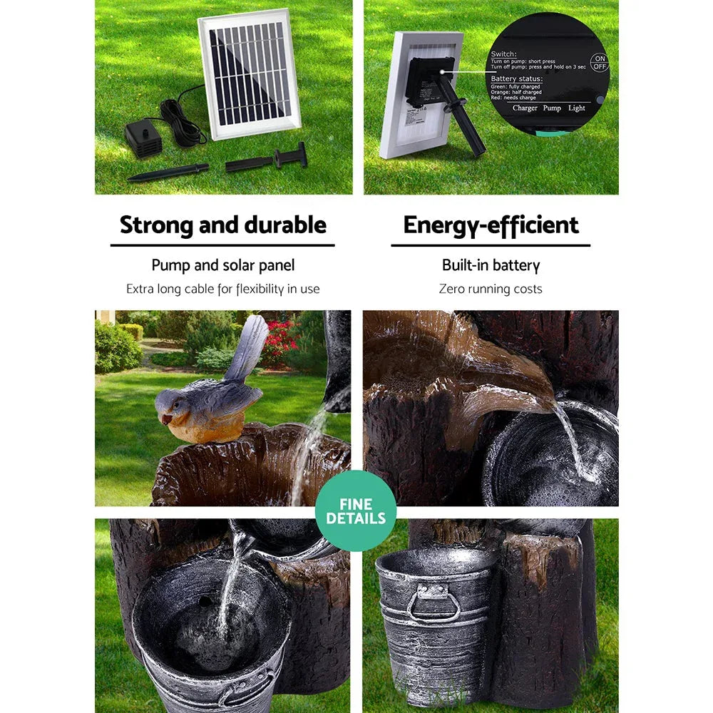 Gardeon Solar Water Fountain Feature Garden Bird Bath Outdoor Pump